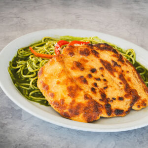 Pasta con Milanesa de Pollo